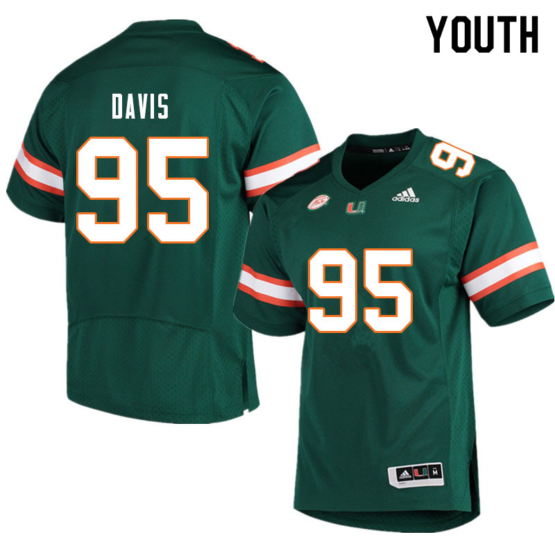 Youth #95 Thomas Davis Miami Hurricanes College Football Jerseys Sale-Green - Click Image to Close